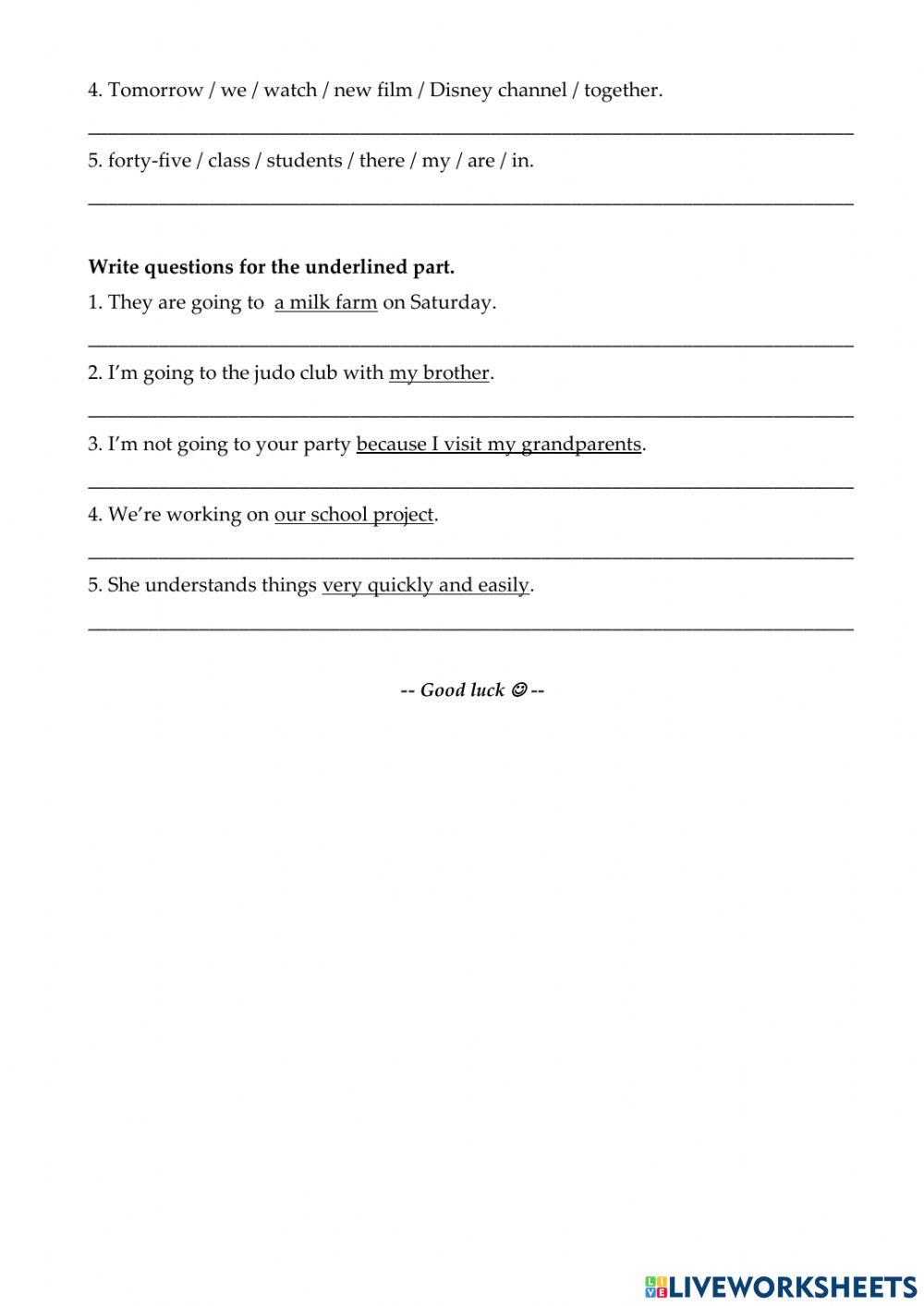 Grade 6 - Mock test Unit 1, 2, 3