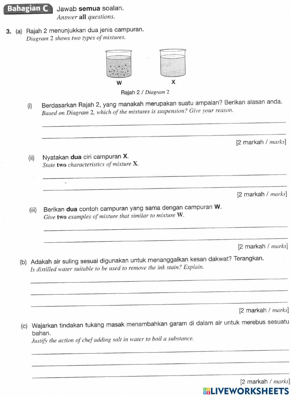 Worksheet Science Form 2 Chapter 5 online exercise for | Live Worksheets
