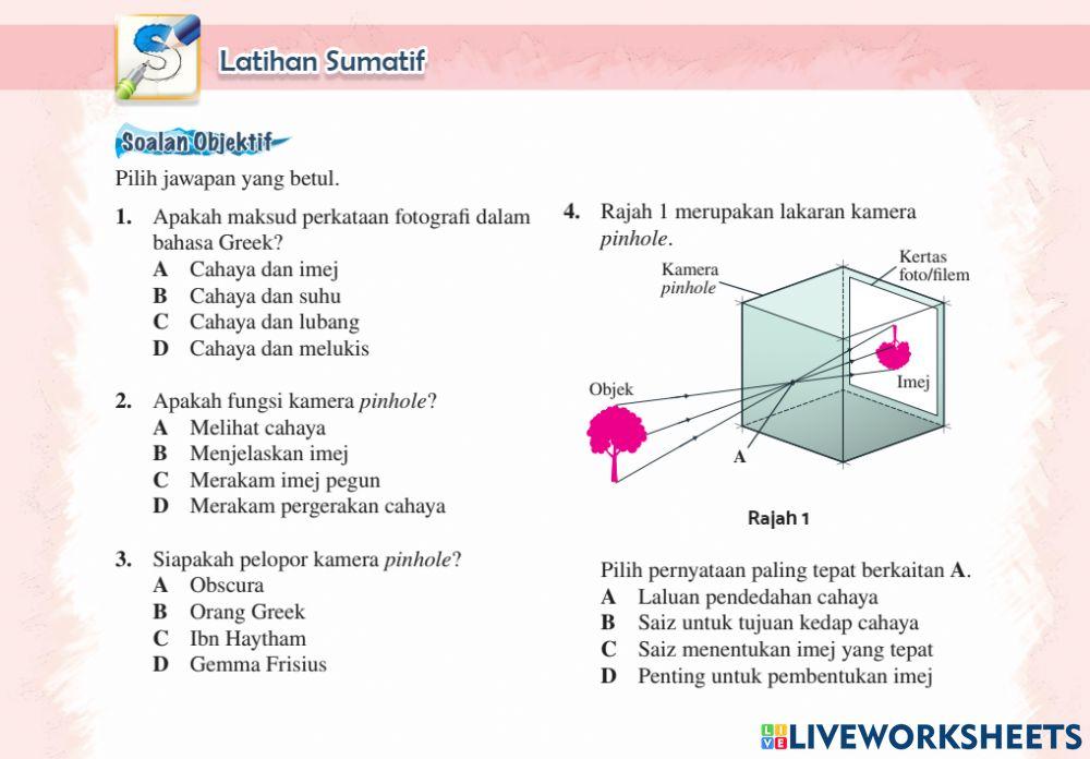 Latihan sumatif seni foto