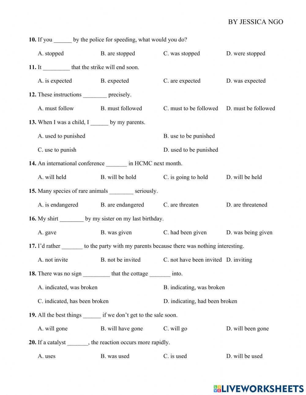 Practice passive voice