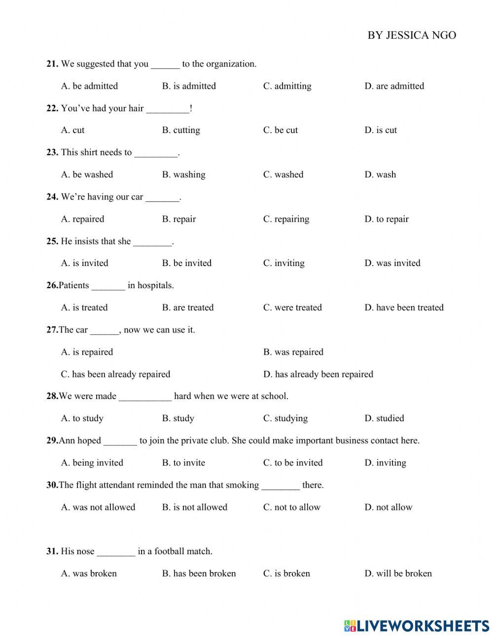 Practice passive voice