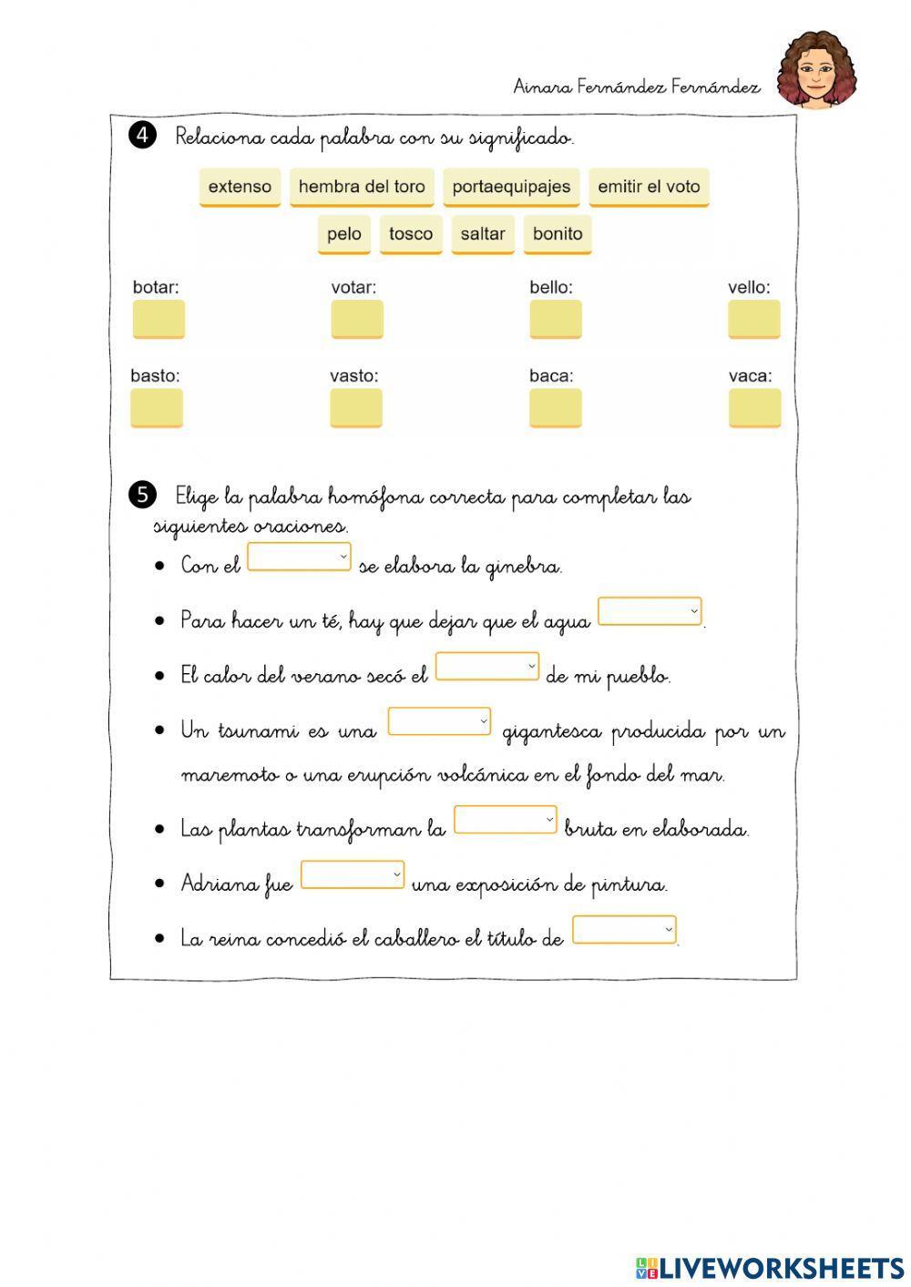 Palabras homófonas u homónimas