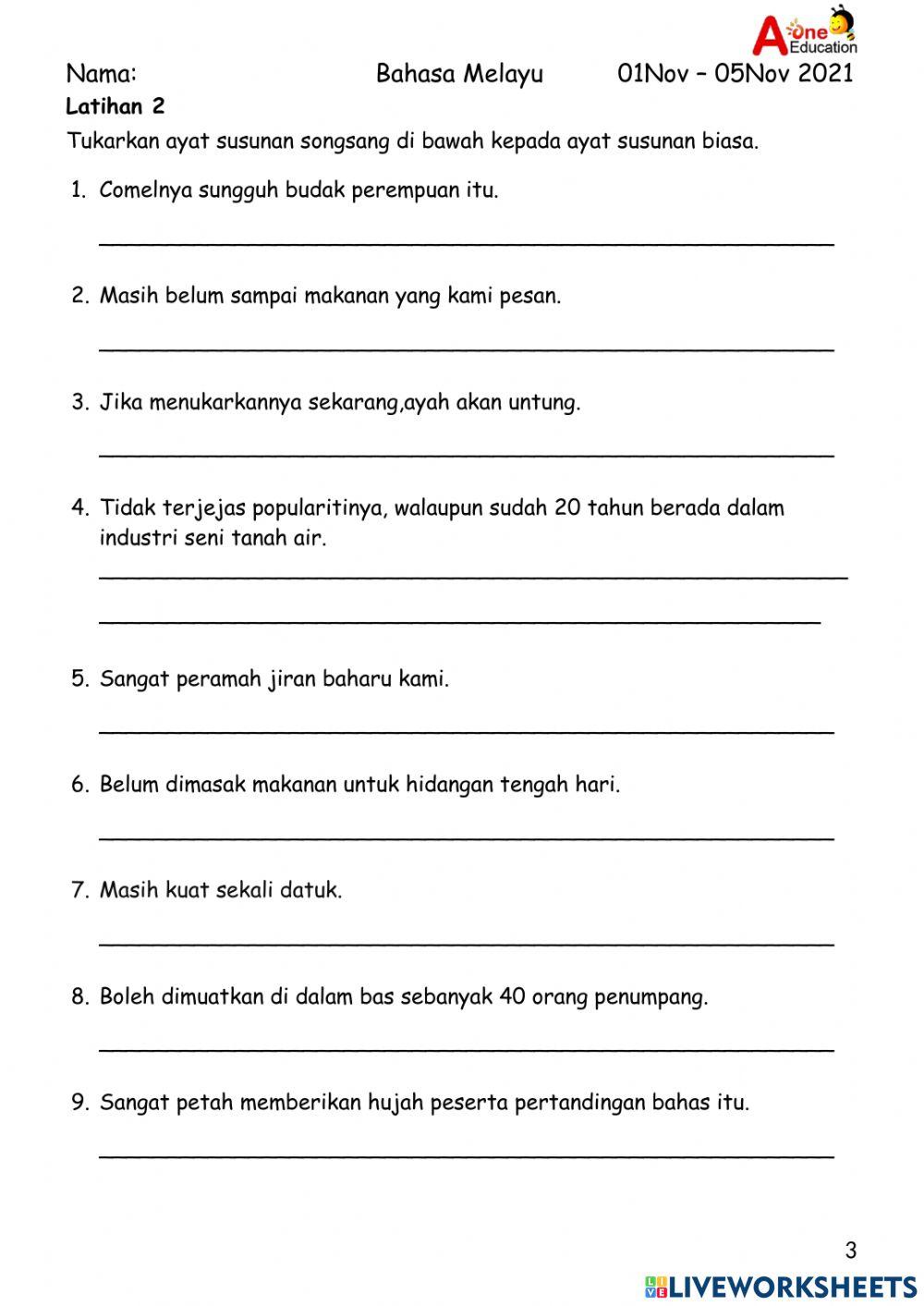 STD 5 BM 011121 - 051121 Ayat Biasa dan Ayat Songsang