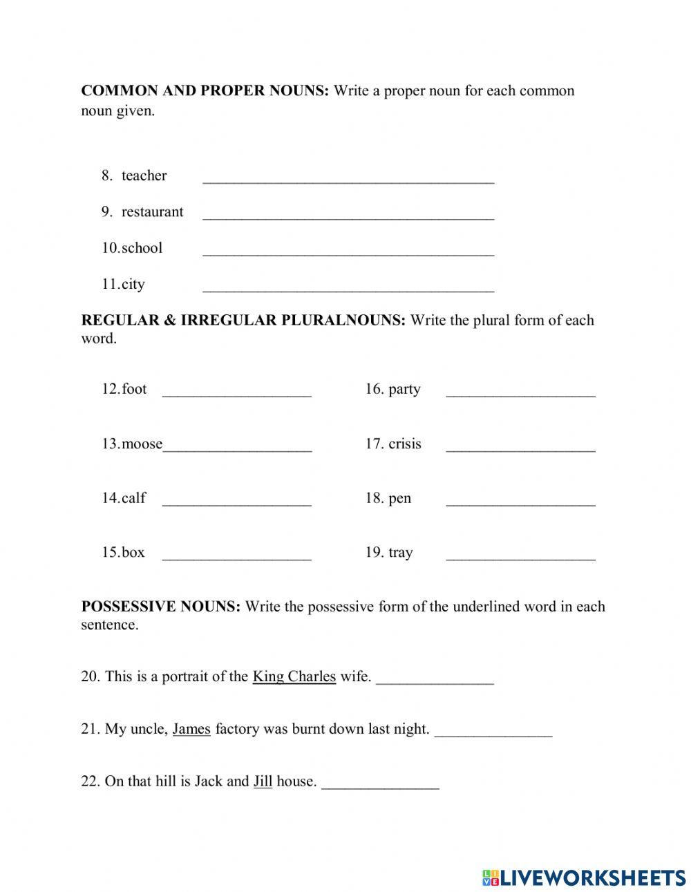 Sentences and Nouns Quiz