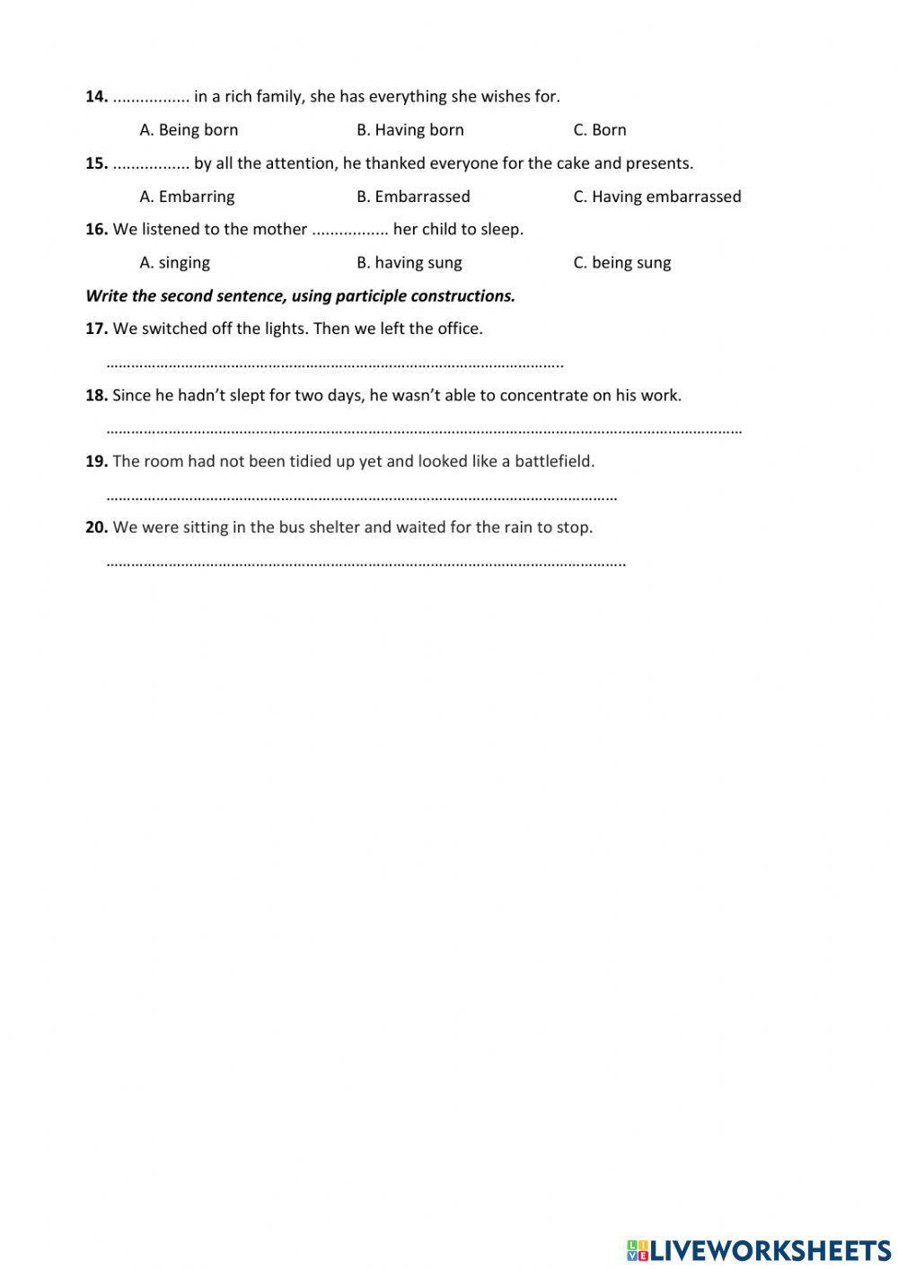 PRESENT and PAST PARTICIPLES
