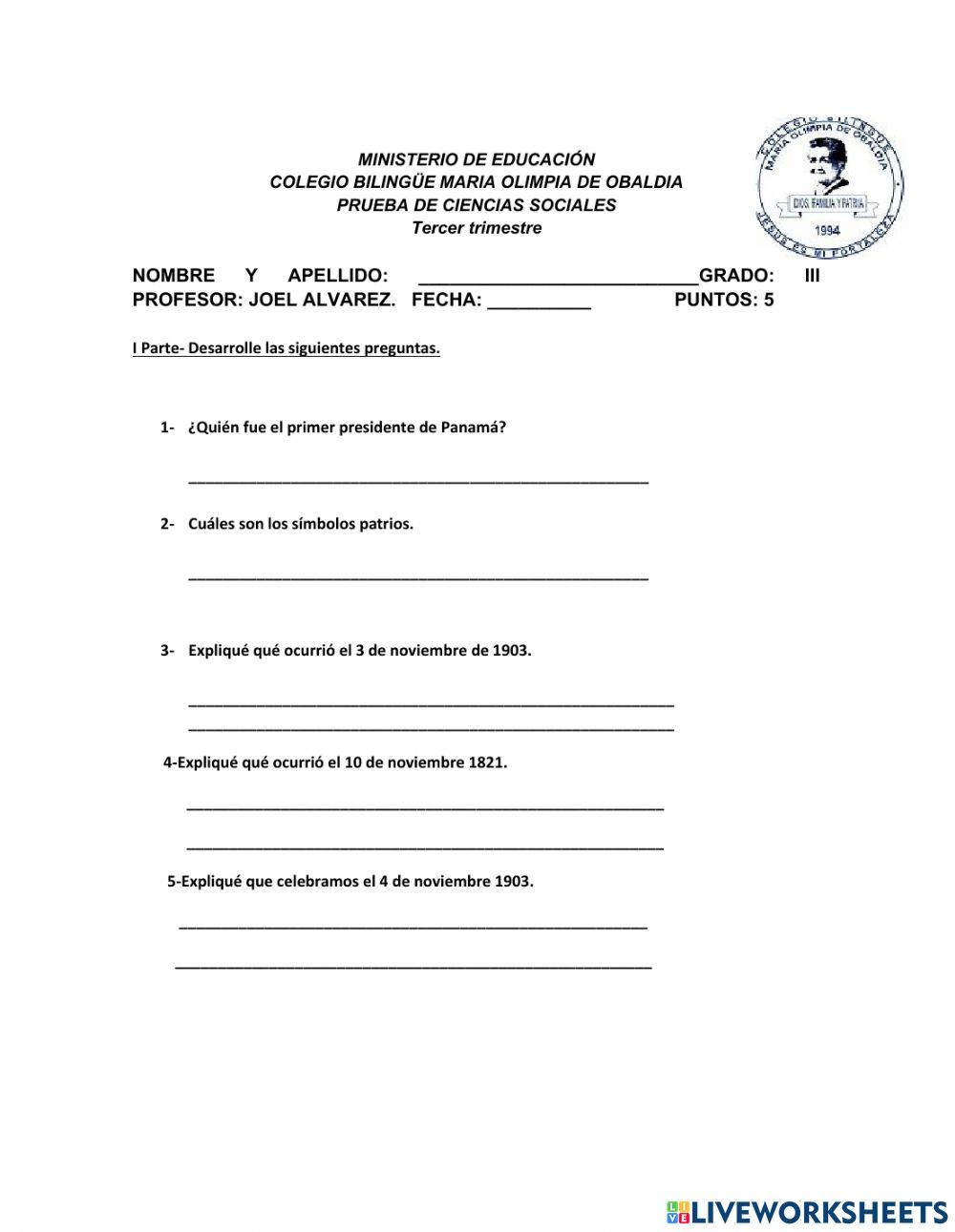 Prueba de ciencias sociales