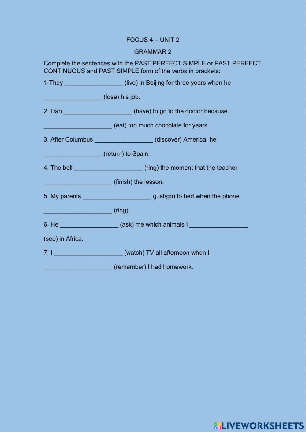 Focus 4 Unit 2 Grammar 2