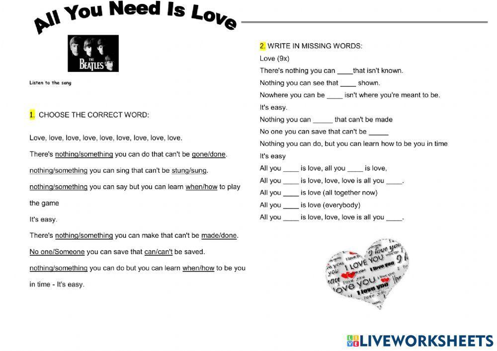 All you need is love - activities