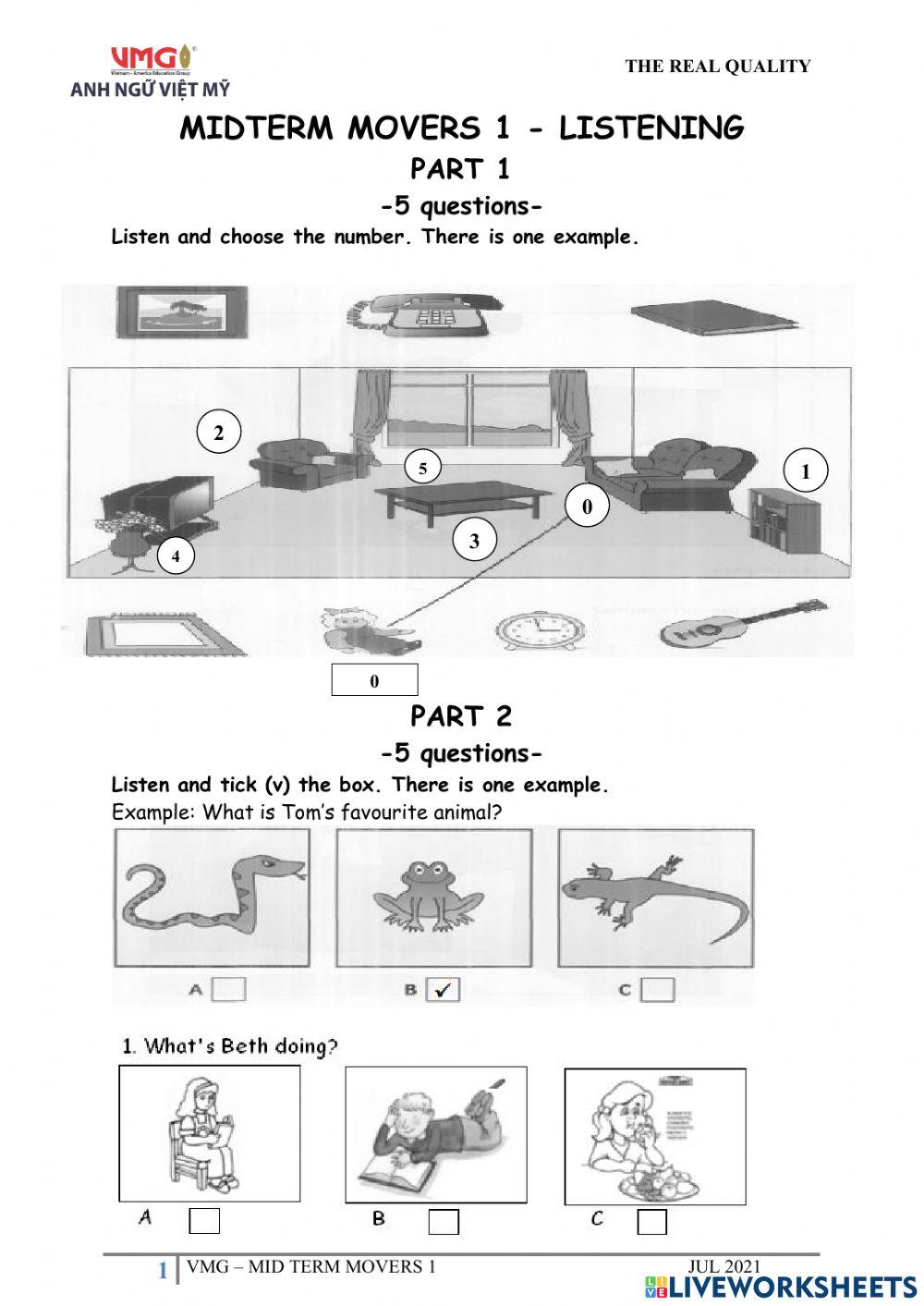 Movers 1 - Midterm - Listening