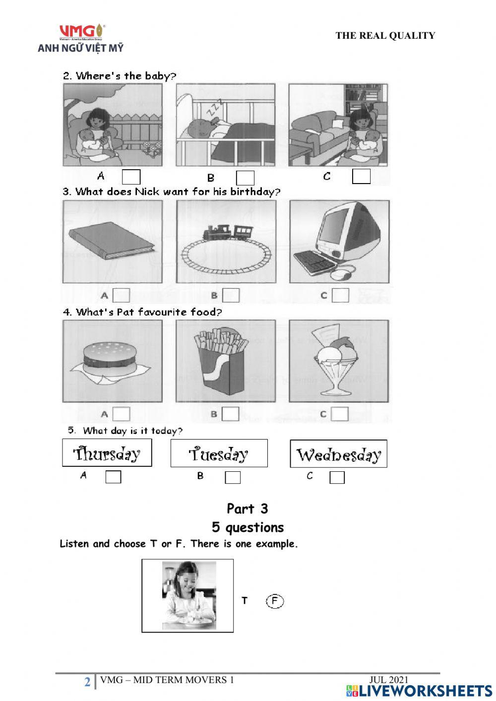 Movers 1 - Midterm - Listening