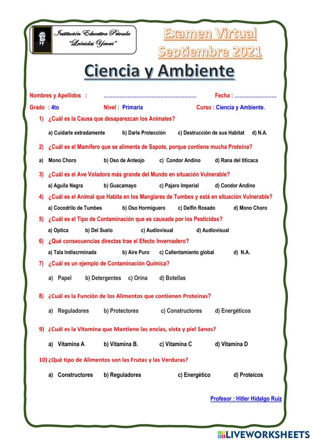 Ciencia y Ambiente 4to Prim