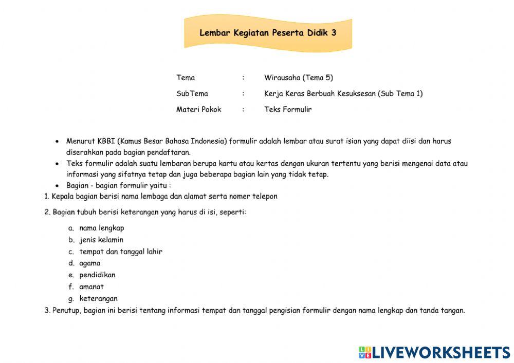 LKPD 3, Kelas 6 Tema 5 St 1 Pb 1