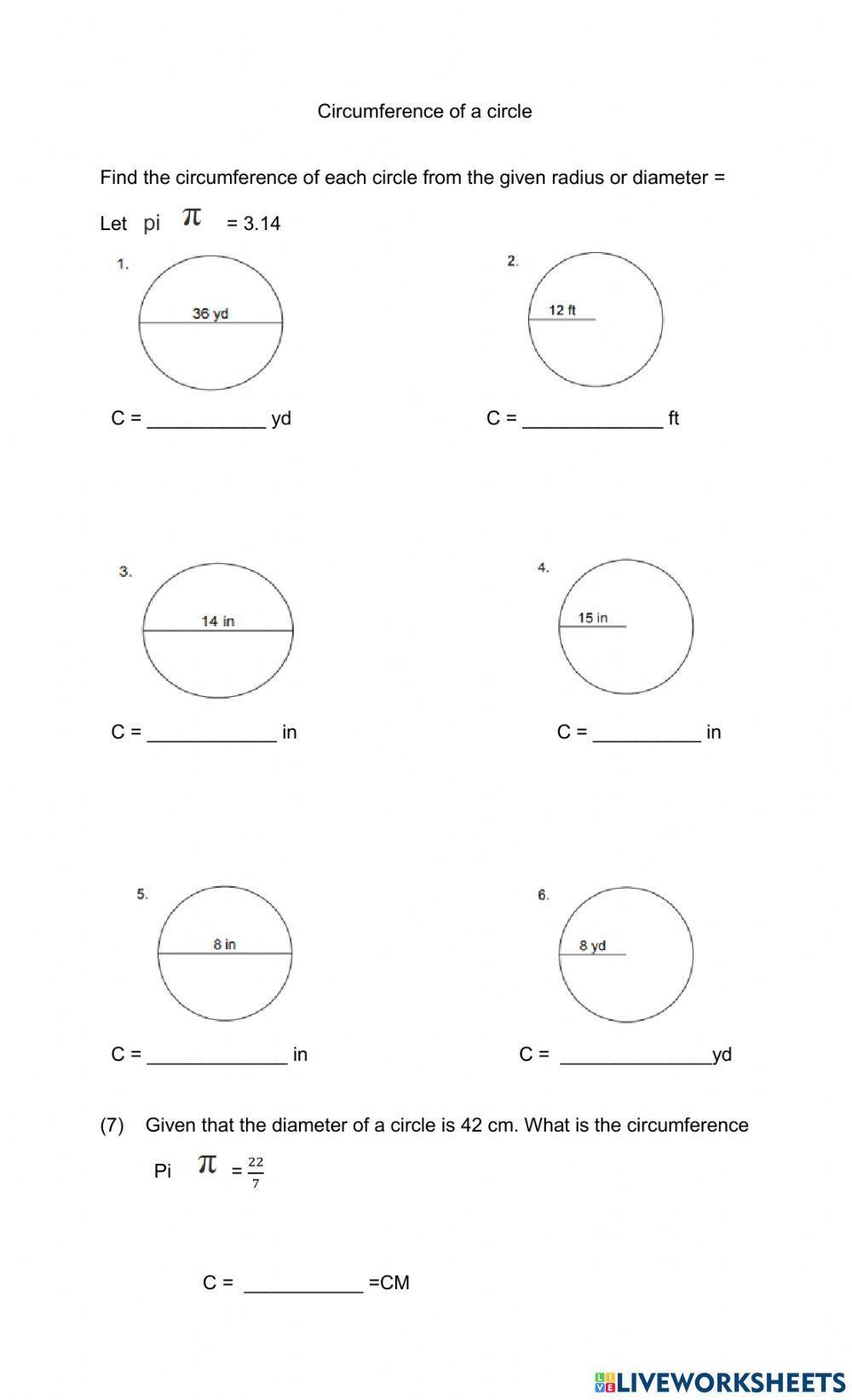 Circumference of a circle