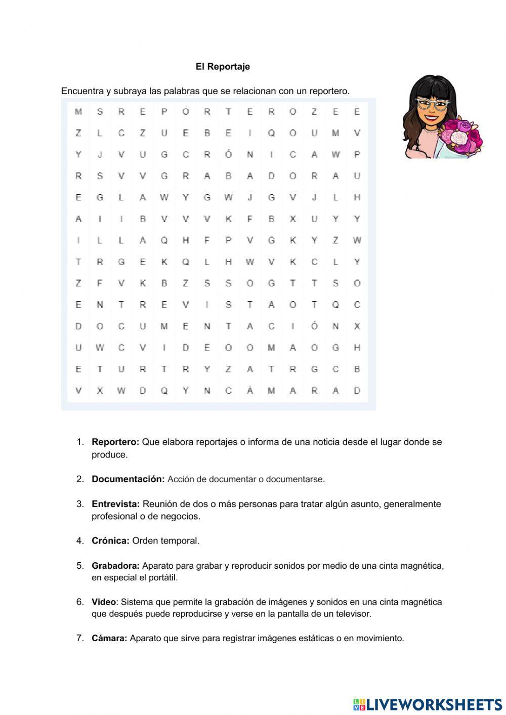 Sopa de letras reportaje