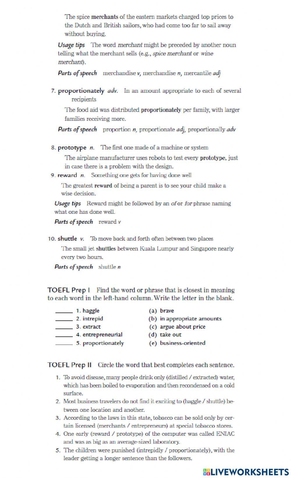 Vocabulary ITP L24 and L25