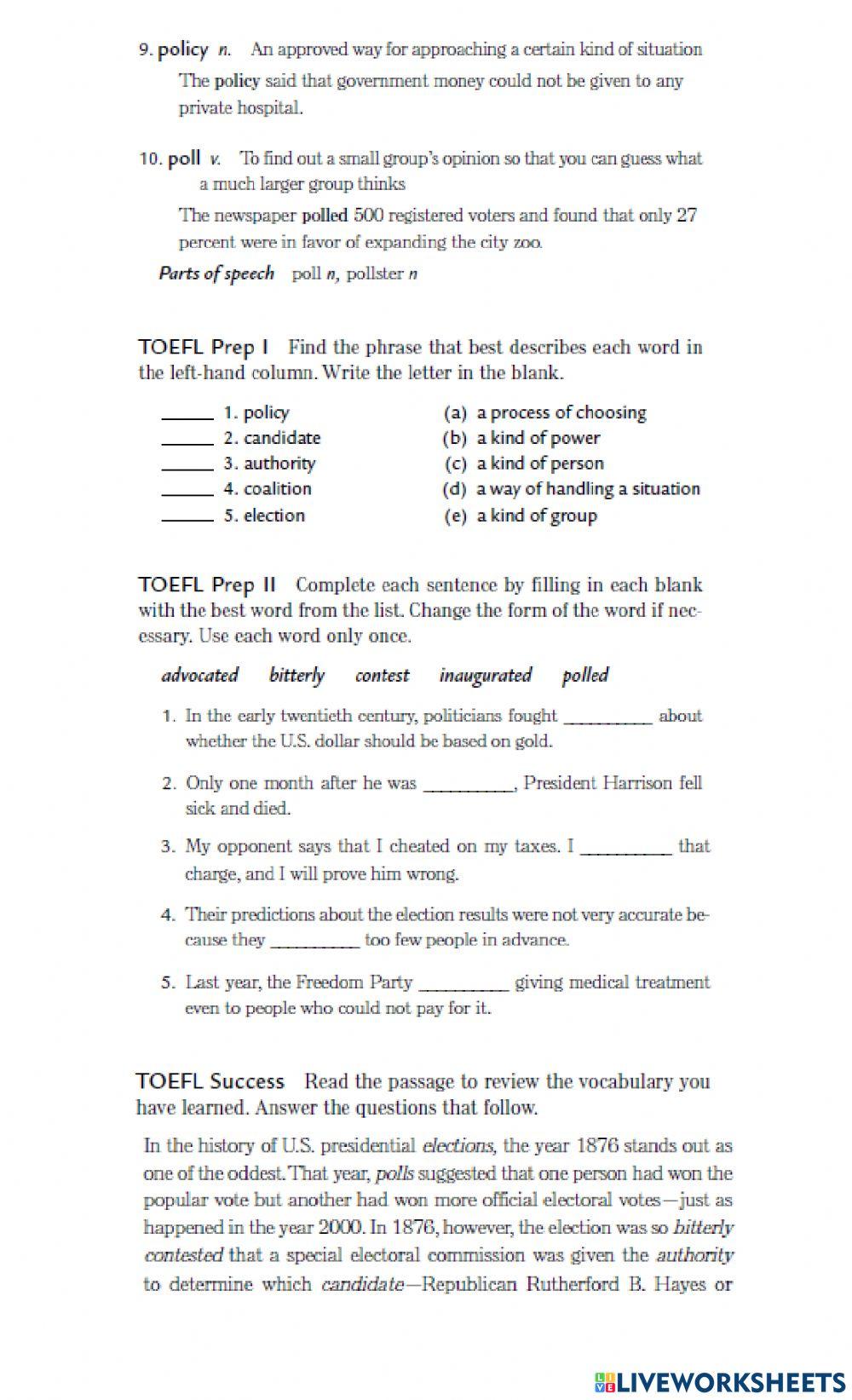 Vocabulary ITP L24 and L25