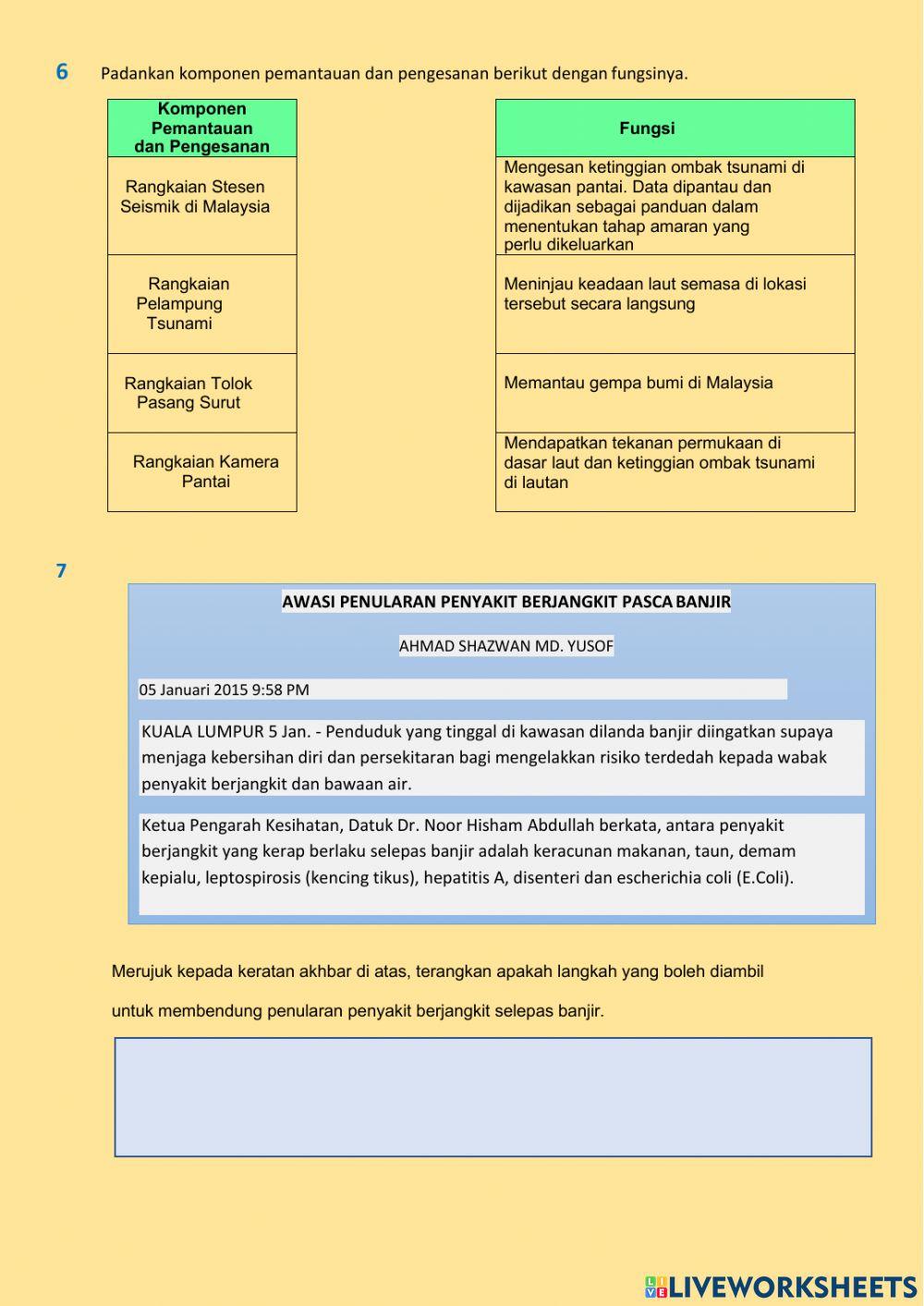 Sains Tingkatan 1 Bab 9.4 Fenomena Geobencana