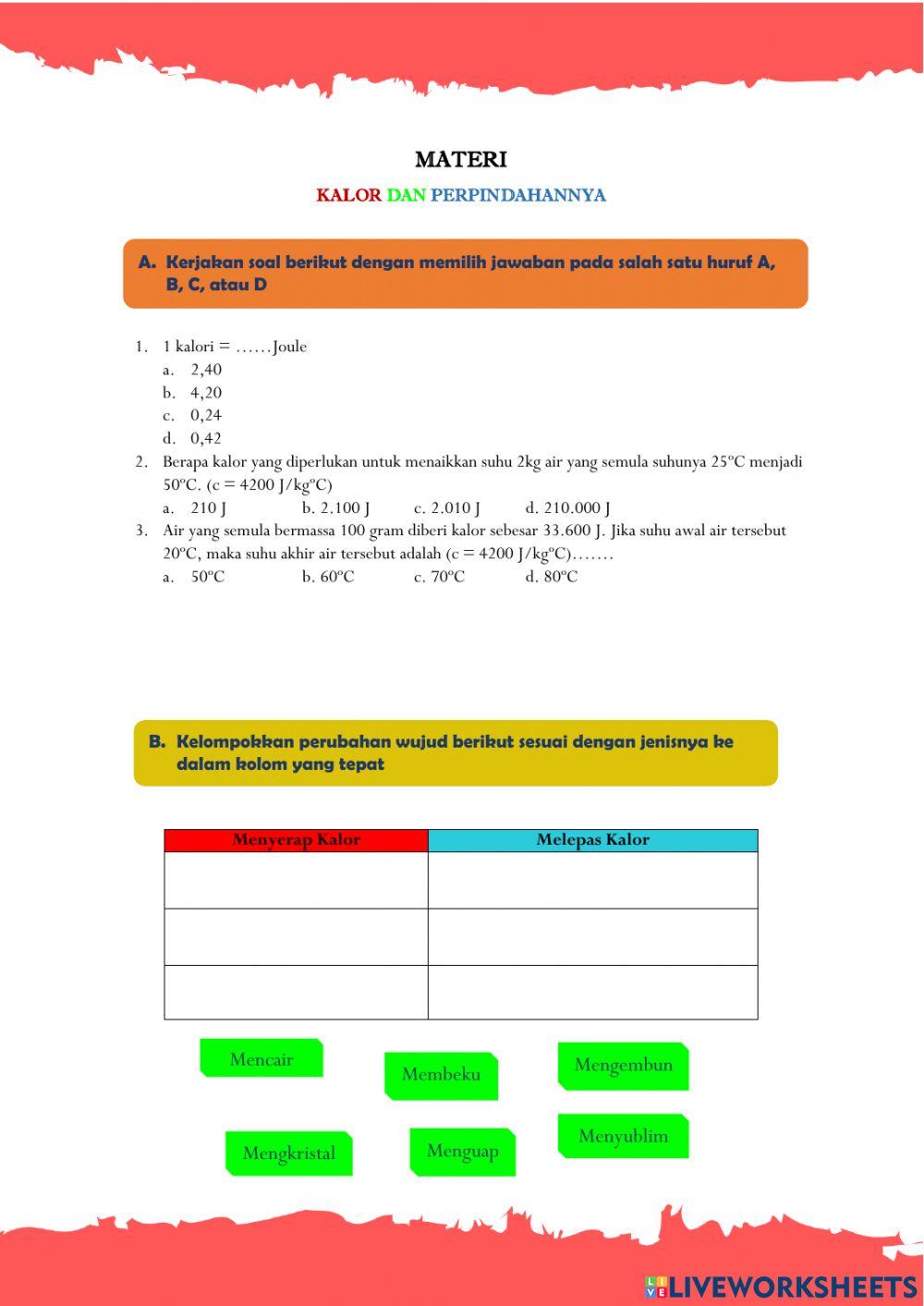 Ulangan Harian Suhu dan Kalor