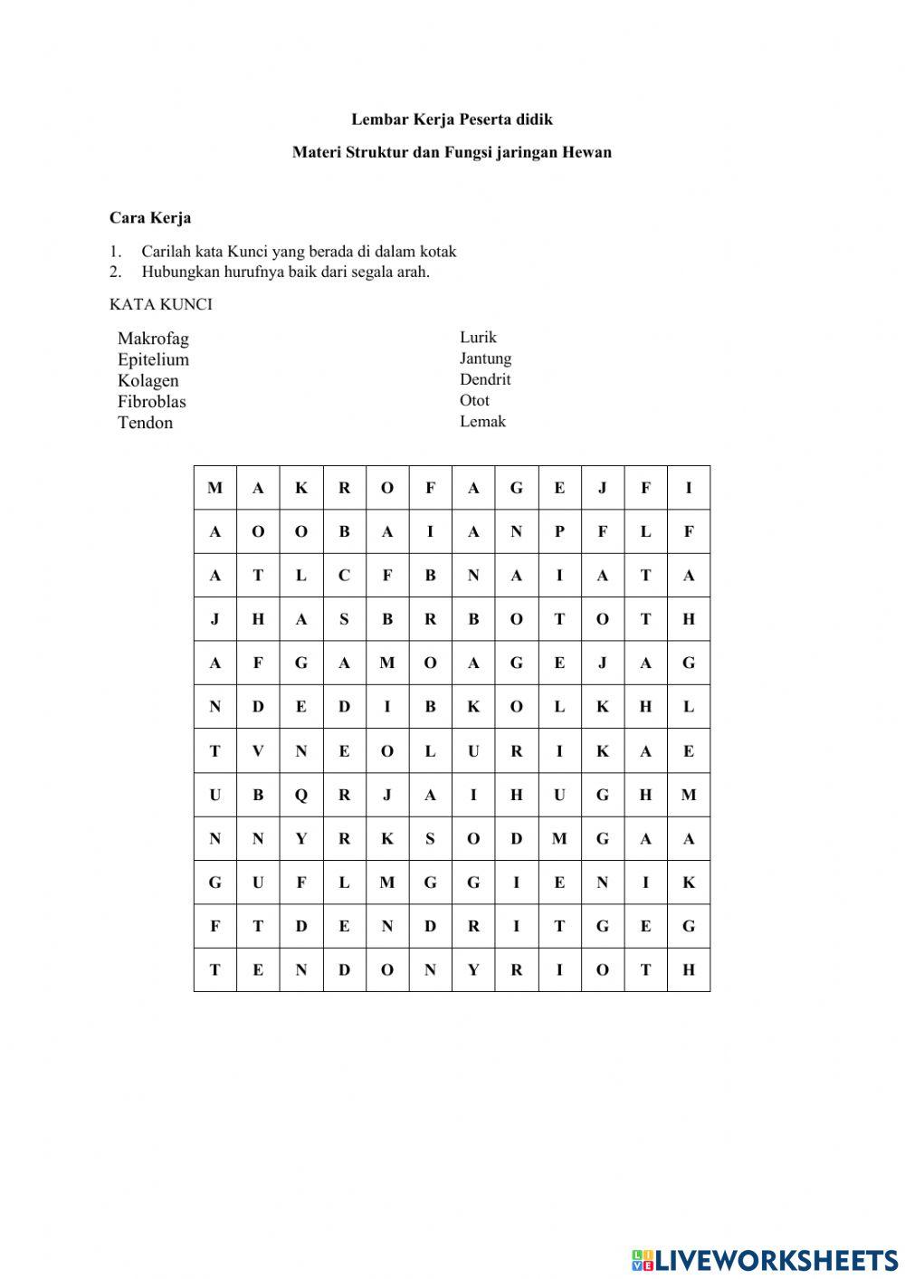 LKPD Struktur dan Fungsi Jaringan Hewan