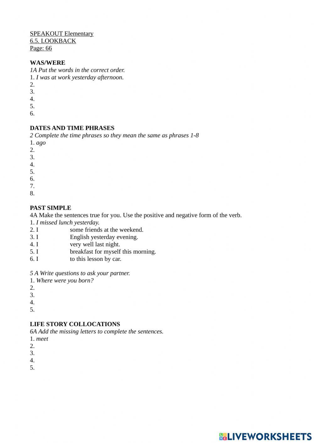 Elementary 6.5. LOOKBACK