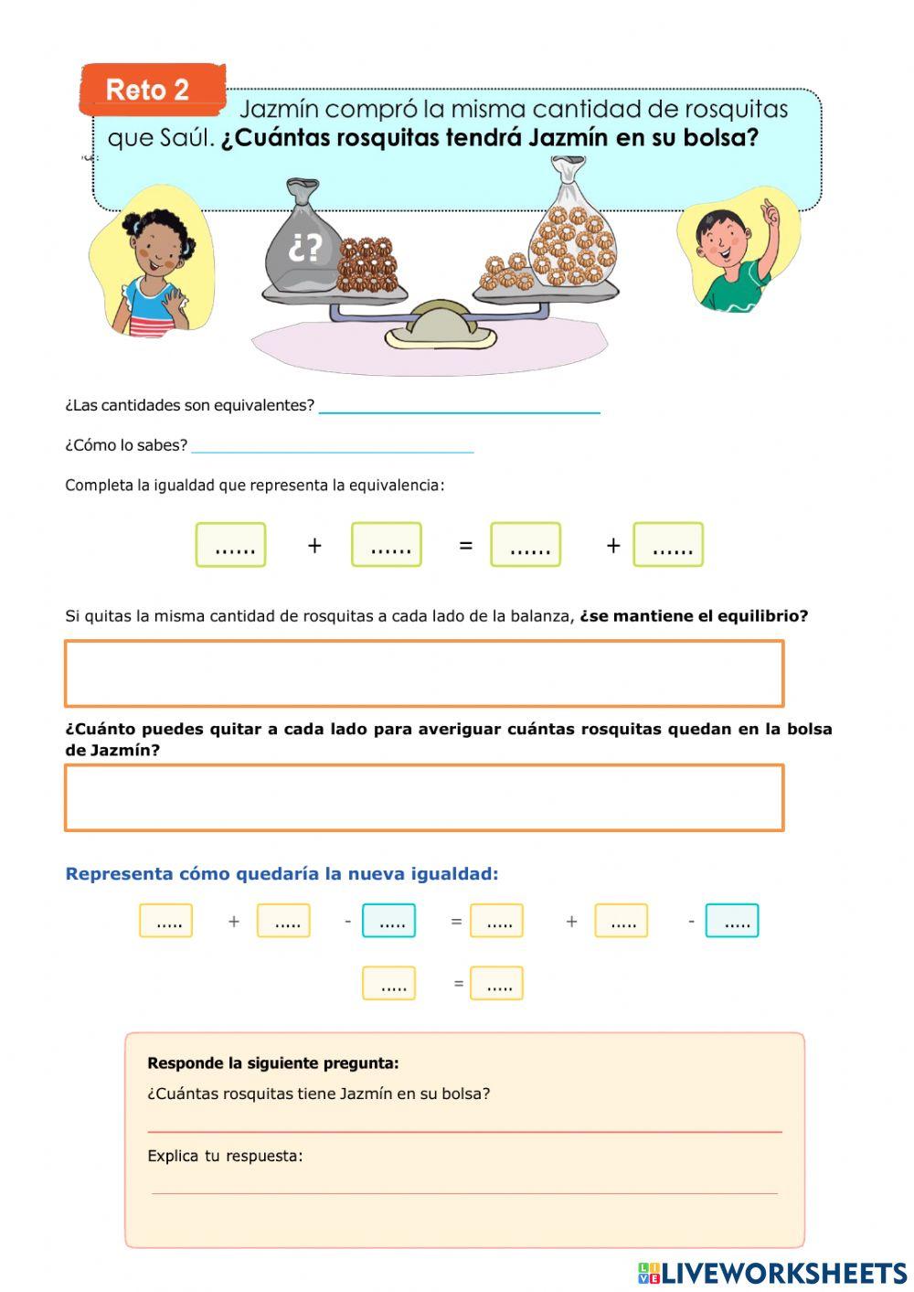 Usamos material para mantener la igualdad en una equivalencia