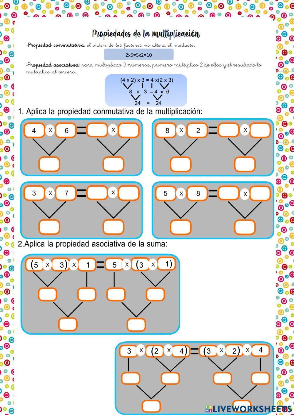 Propiedadad conmutativa y asociativa multiplicación