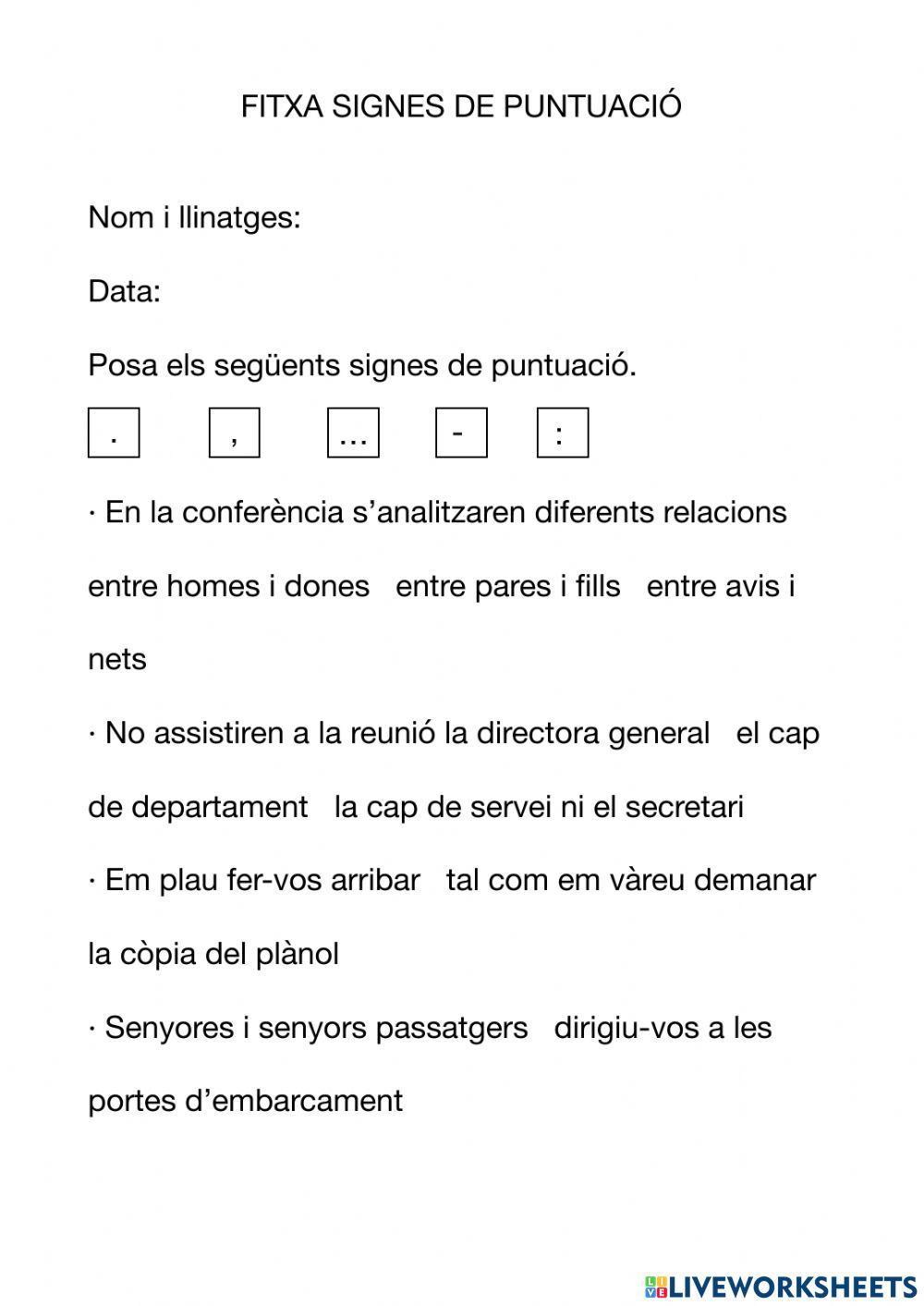 Fitxa signes puntuació