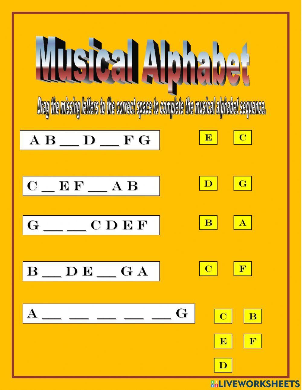 Musical alphabet order Musical alphabet order