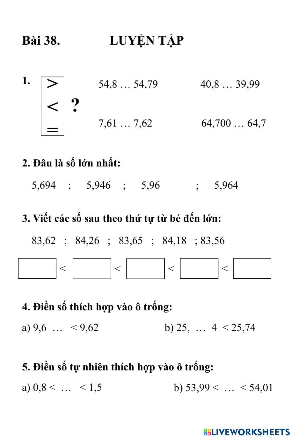 VBT bài 38: Luyện tập