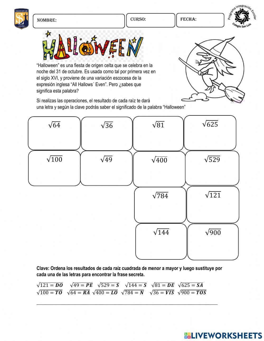 Raíces cuadradas 8° básico