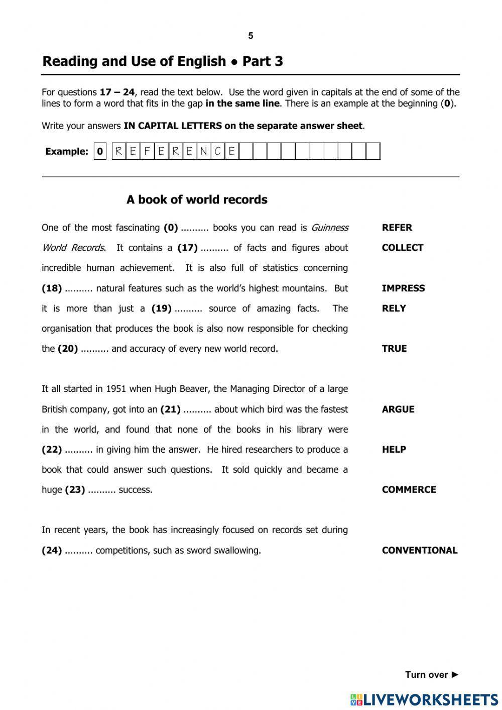 Fce reading and use of english