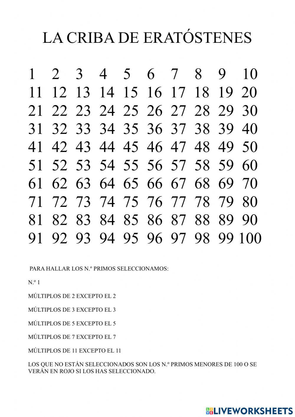 La criba de eratóstenes