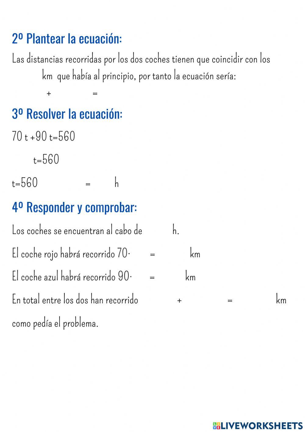 Ejemplo 2 Problemas con ecuaciones 1º grado