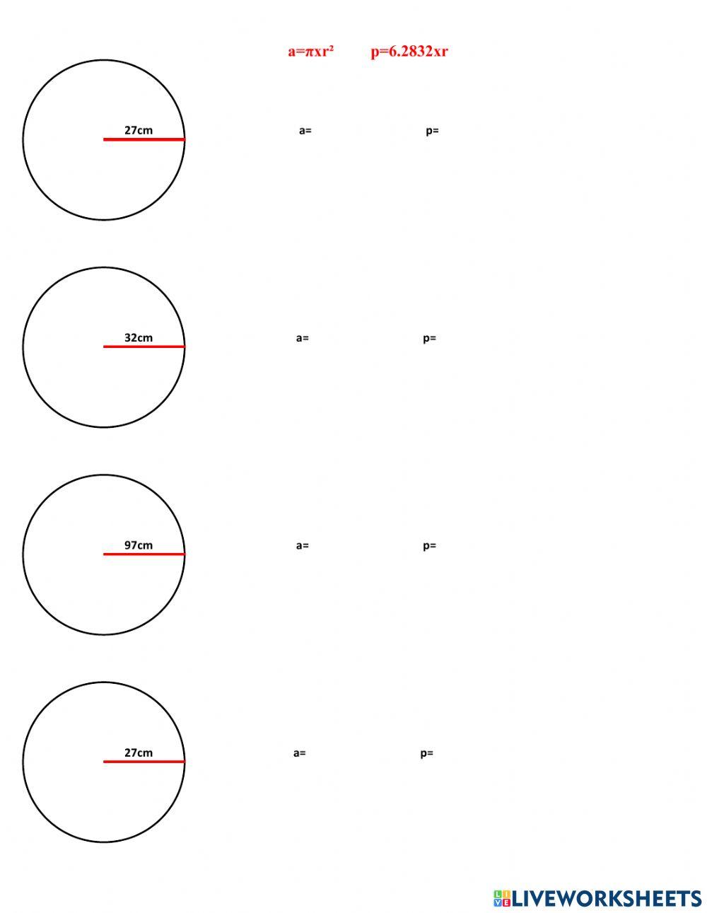 Área y perímetro del círculo