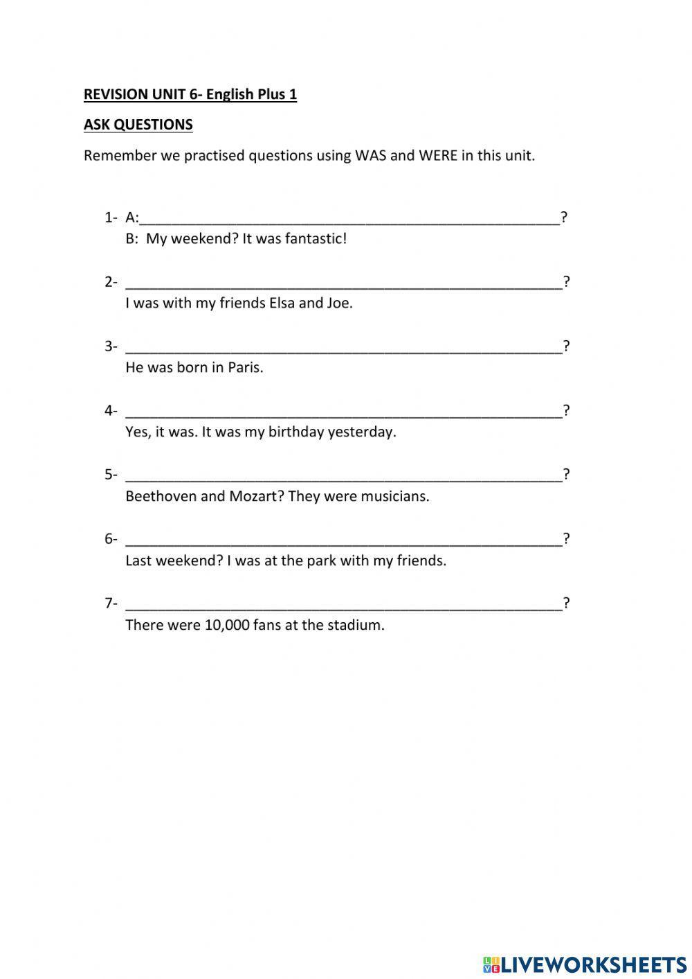 English Plus 1- Unit 6