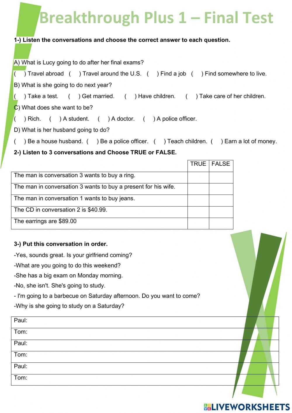 Final test Breakthrough Plus 1