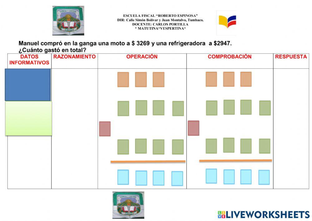 Problema de  suma de cuatro cifras