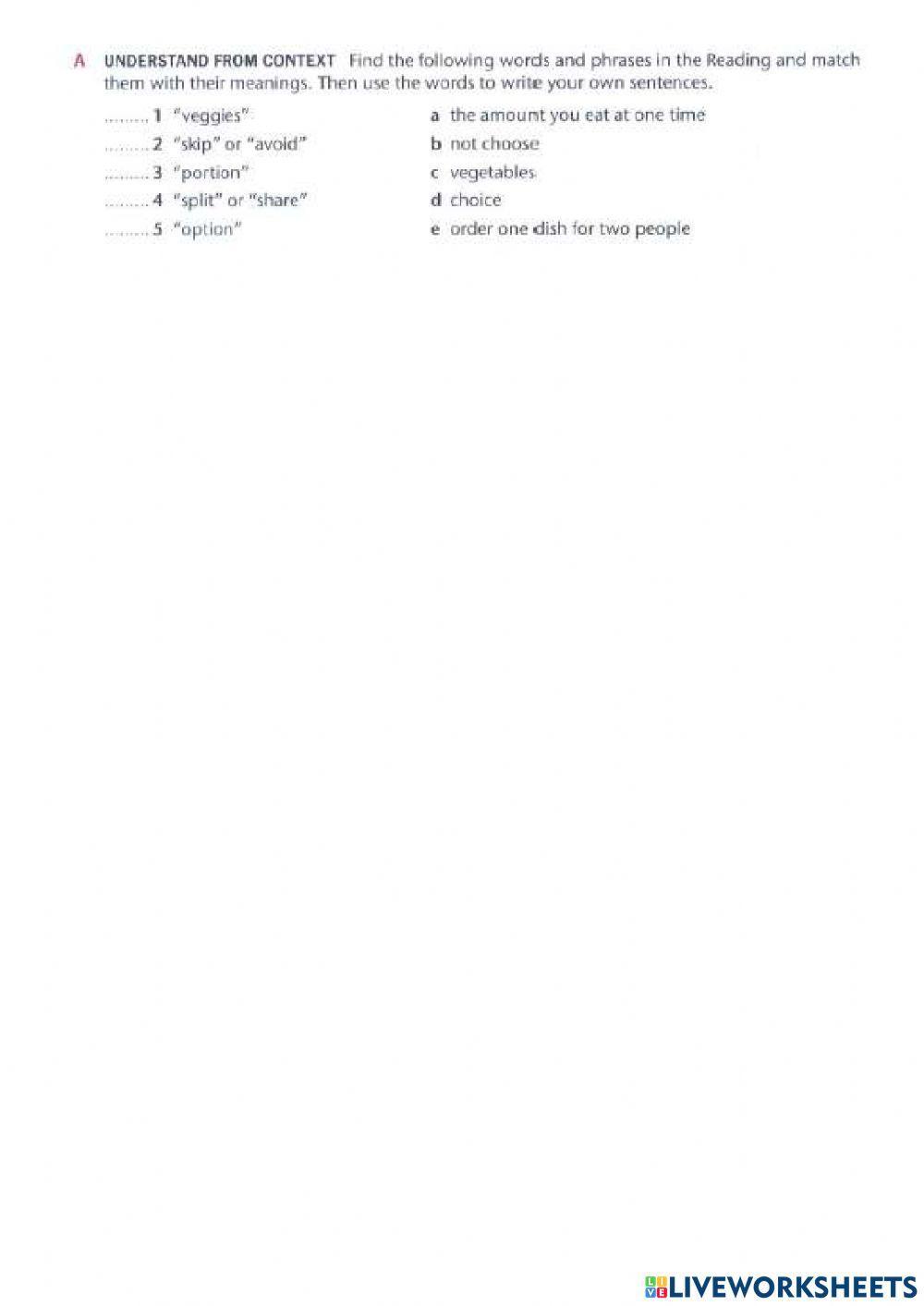 Reading: Healthy Foods