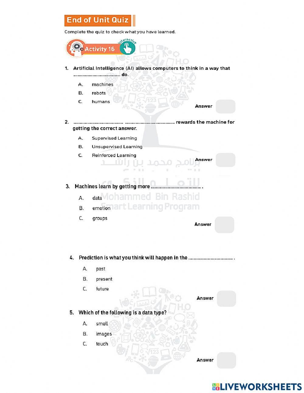 Activity 16: End of Unit 4 Quiz