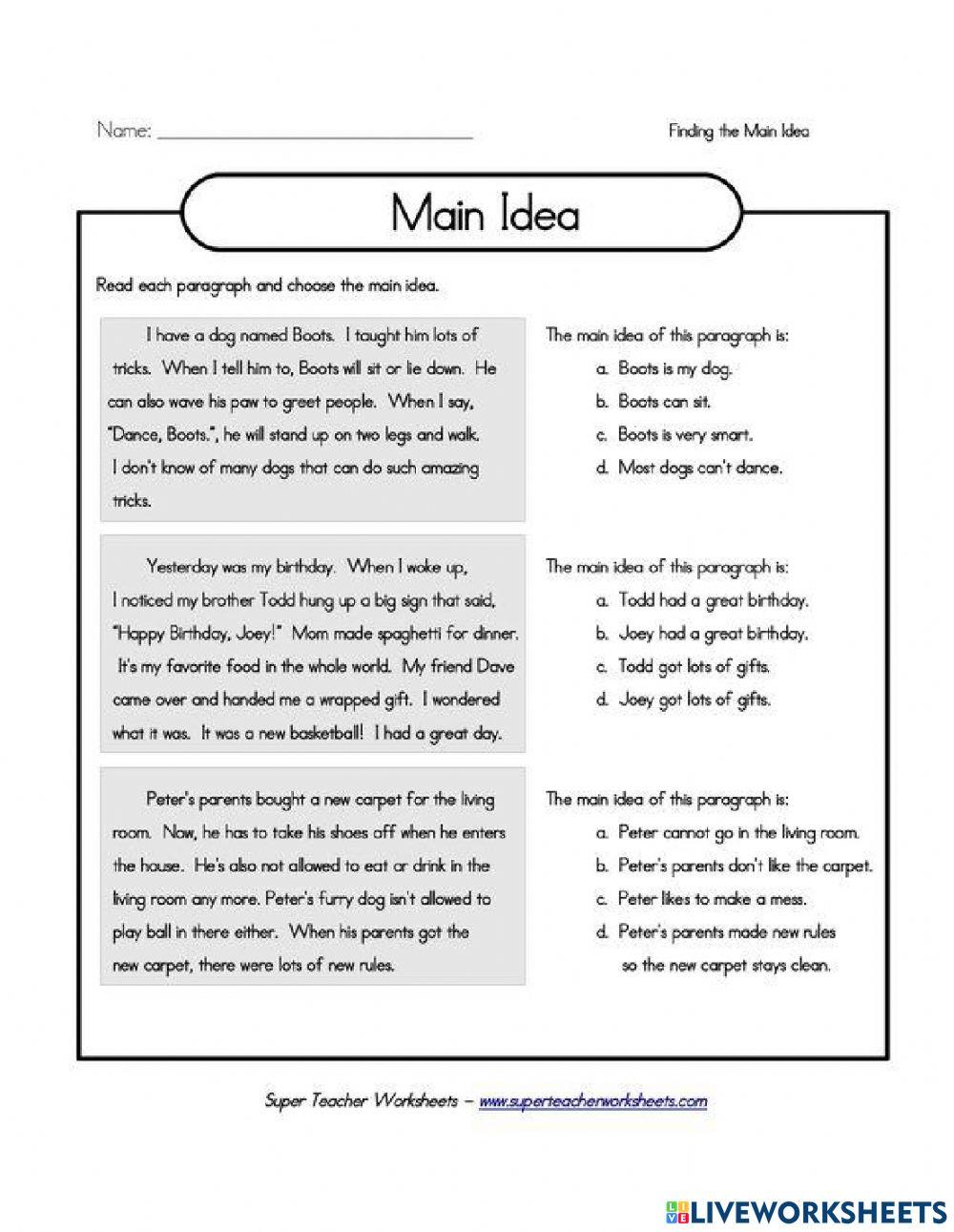 main-idea-of-paragraph-worksheet-live-worksheets
