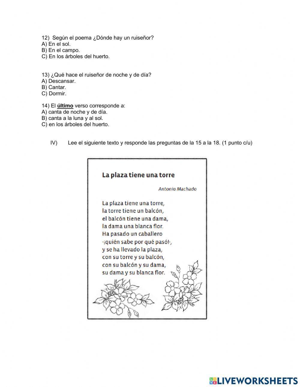 Comprensión lectora -Poemas-