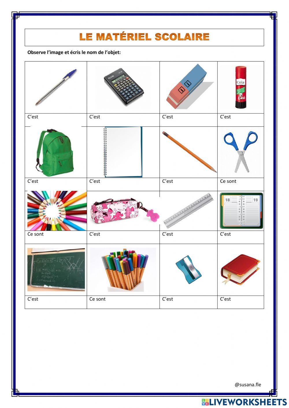 Le matériel scolaire