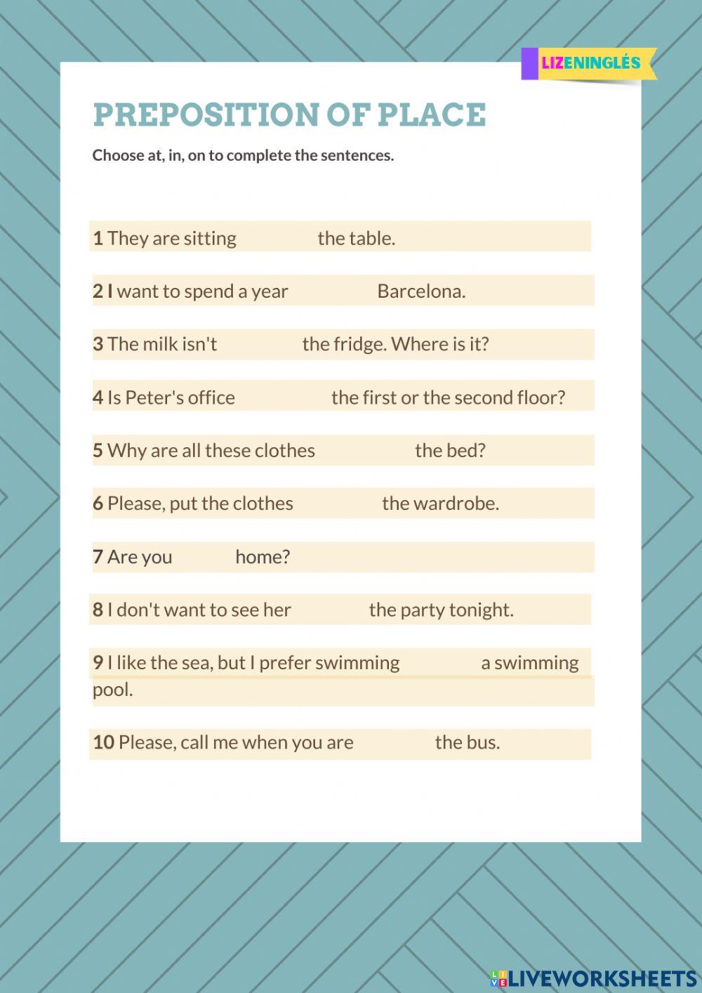 Prepositions of place