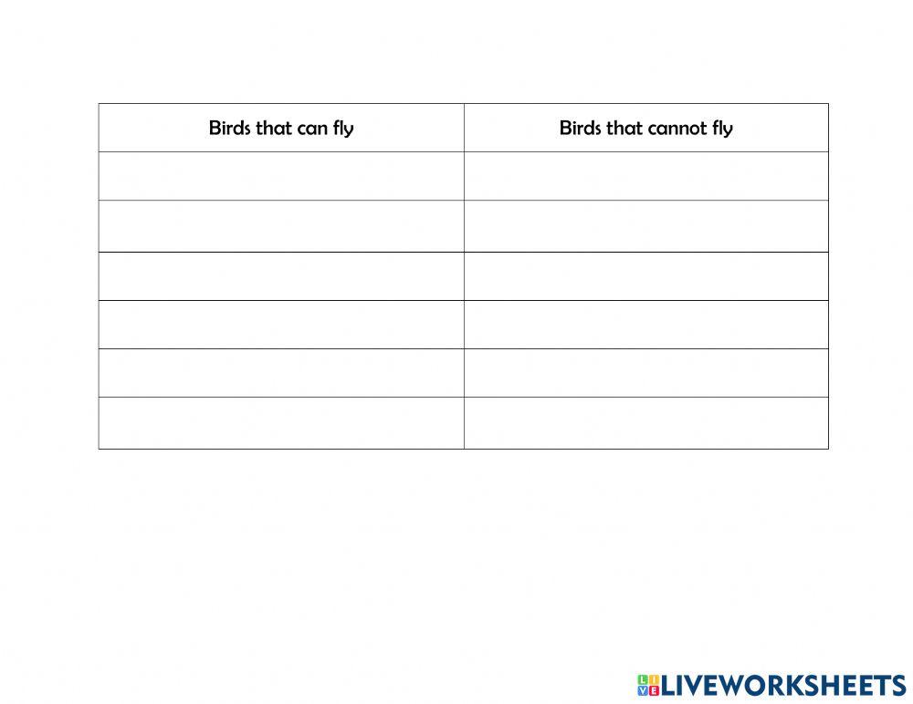 How animals move(Fly) worksheet