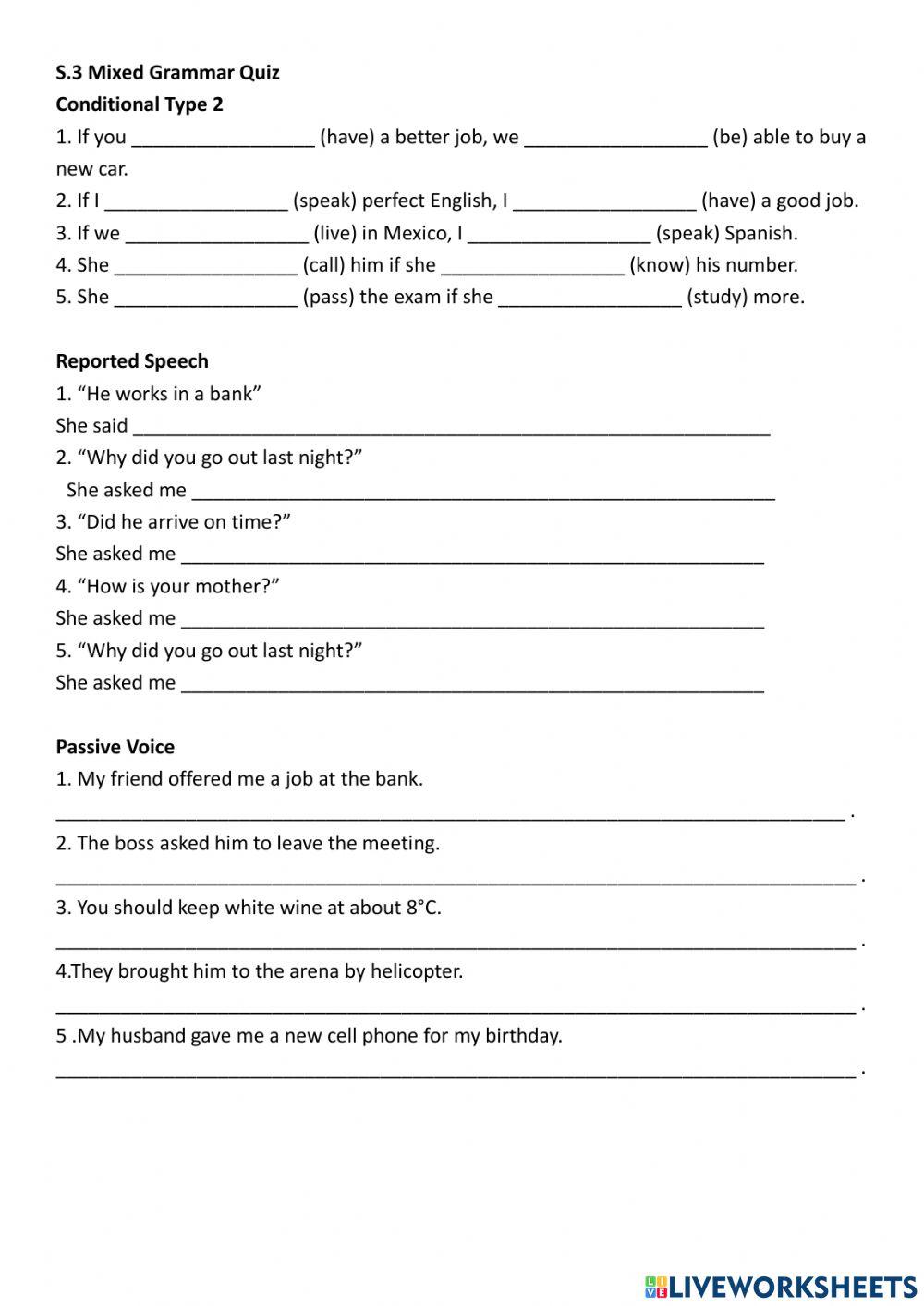 Mixed tenses quiz worksheet Live Worksheets