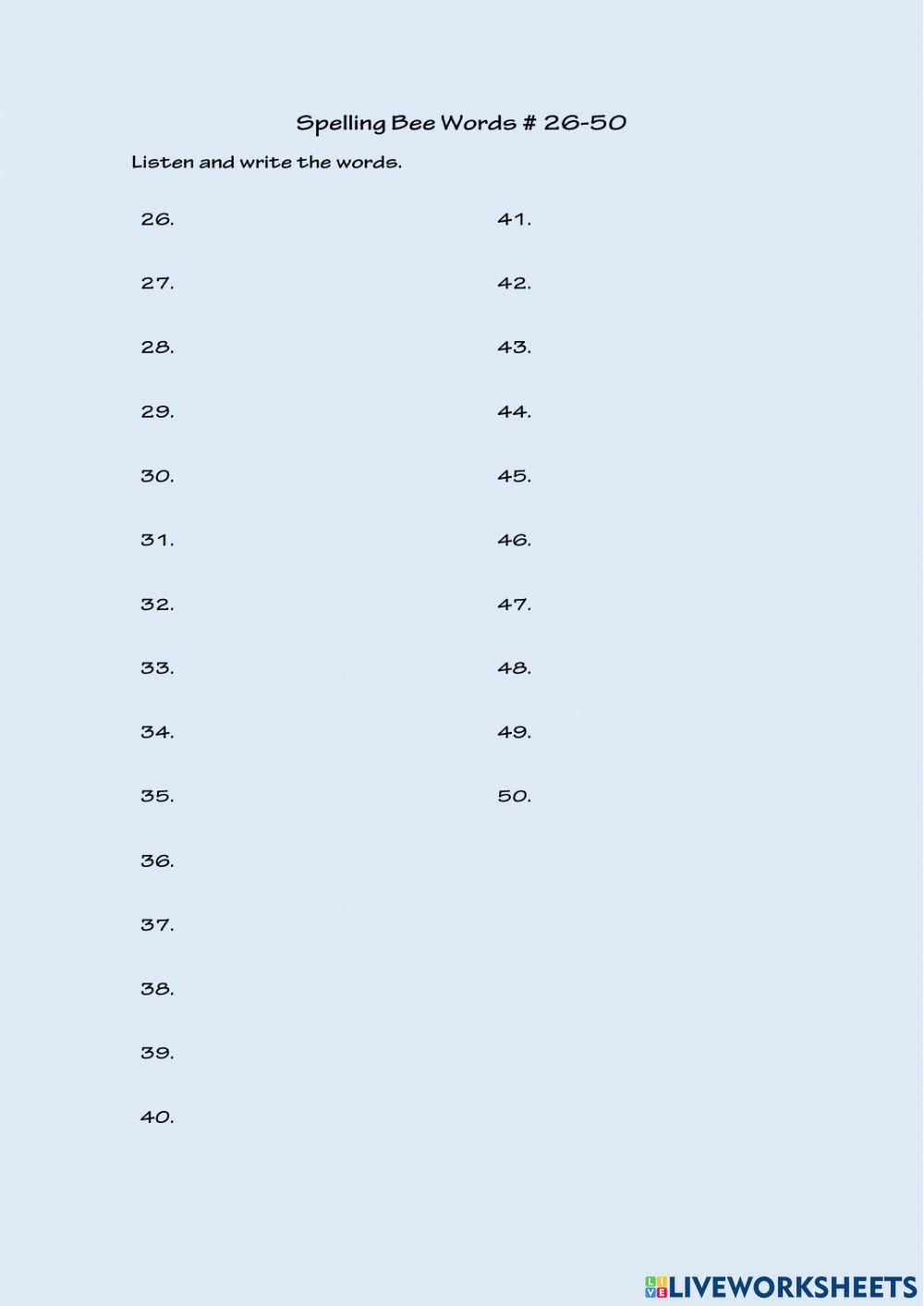 Spelling Bee Joaquin 26-50