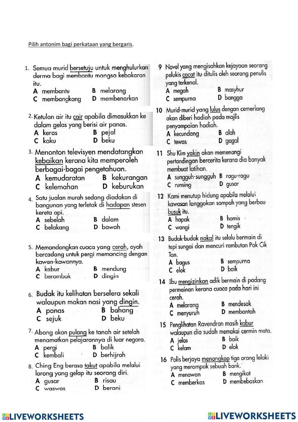 Kata sinonim dan antonim