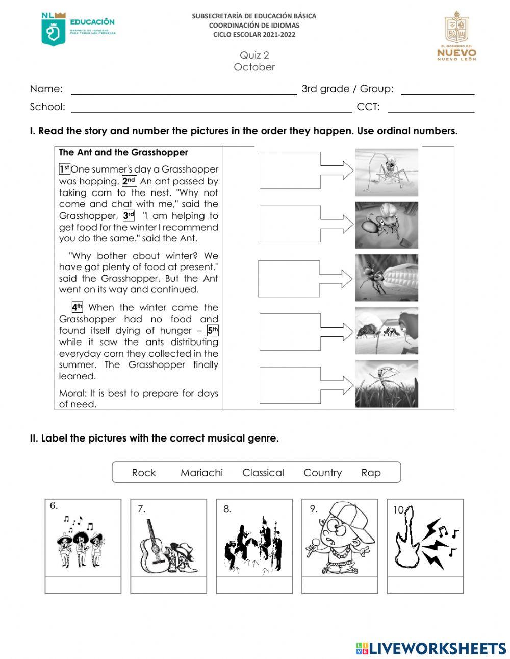 Quiz 2 october 3rd grade