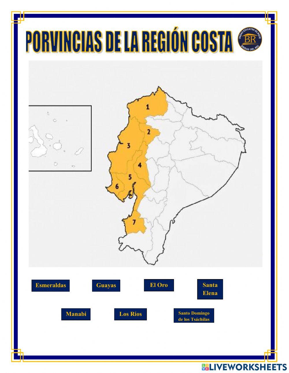 Provincias de la región costa