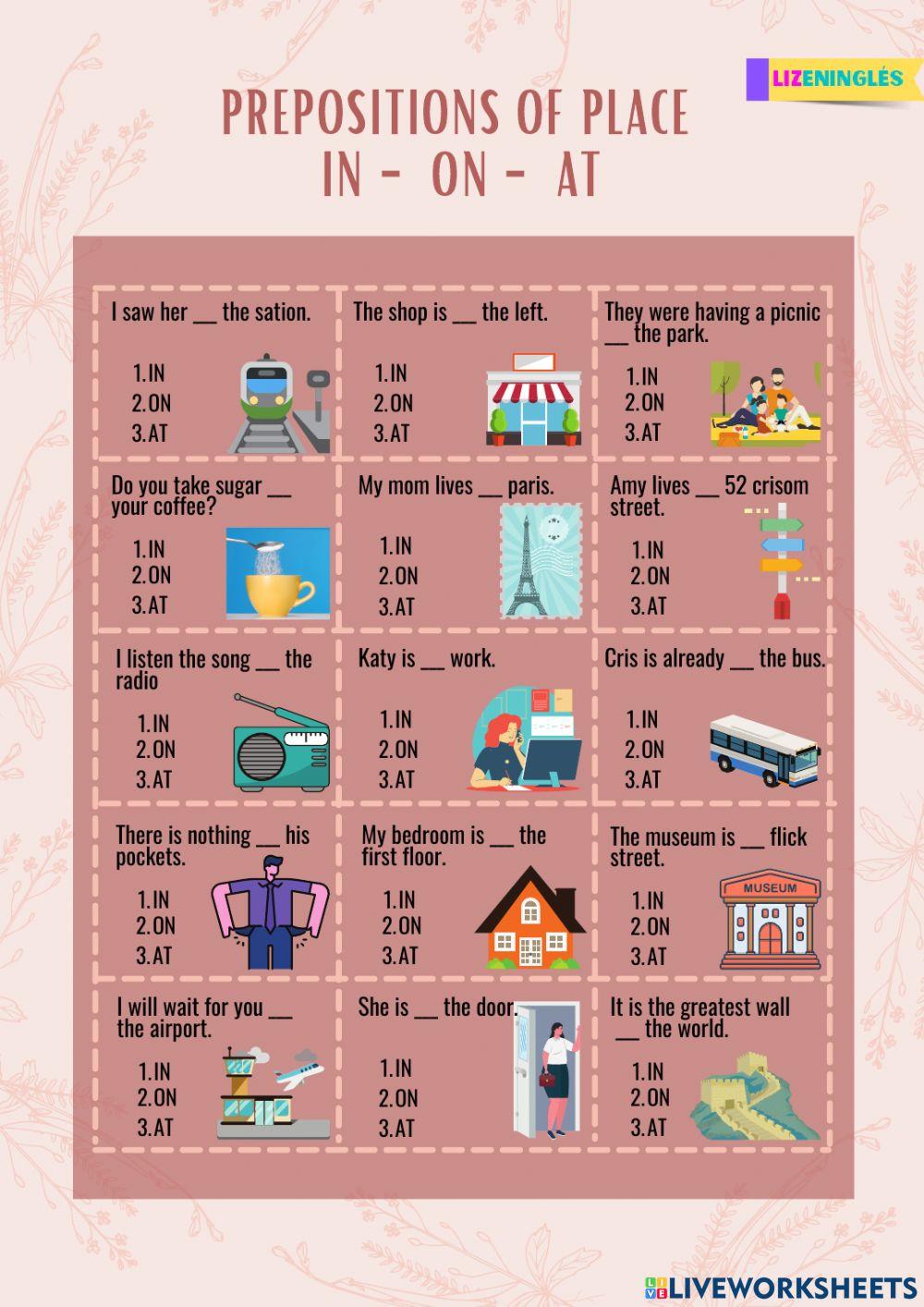 Prepositions of place